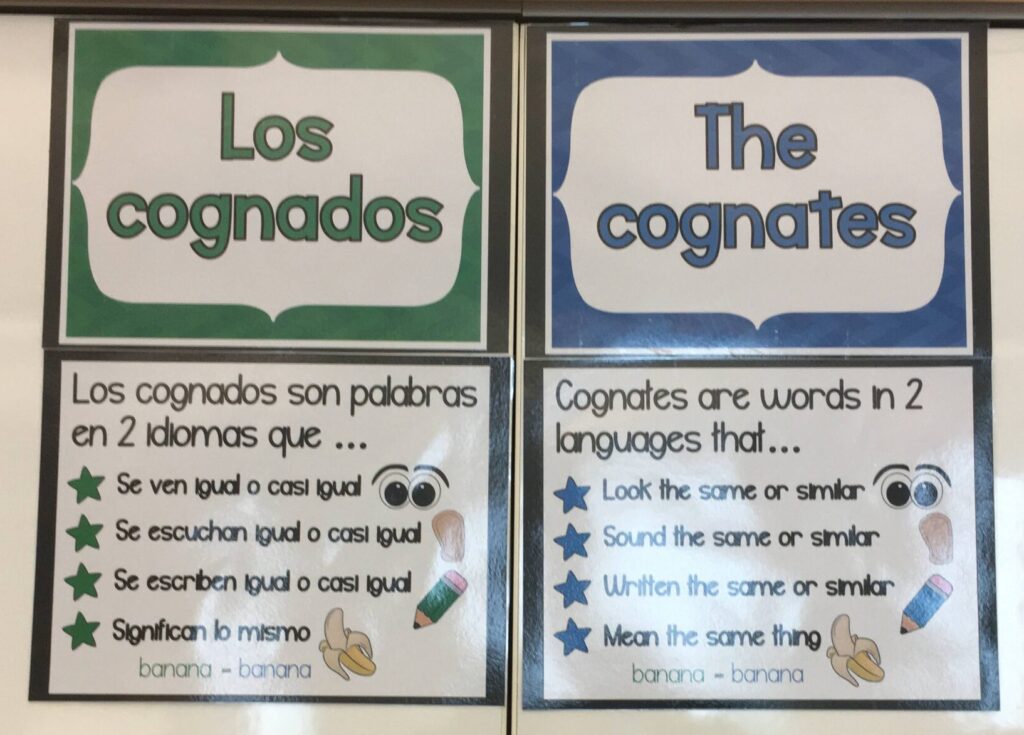 spanish english cognate posters biliteracy builders