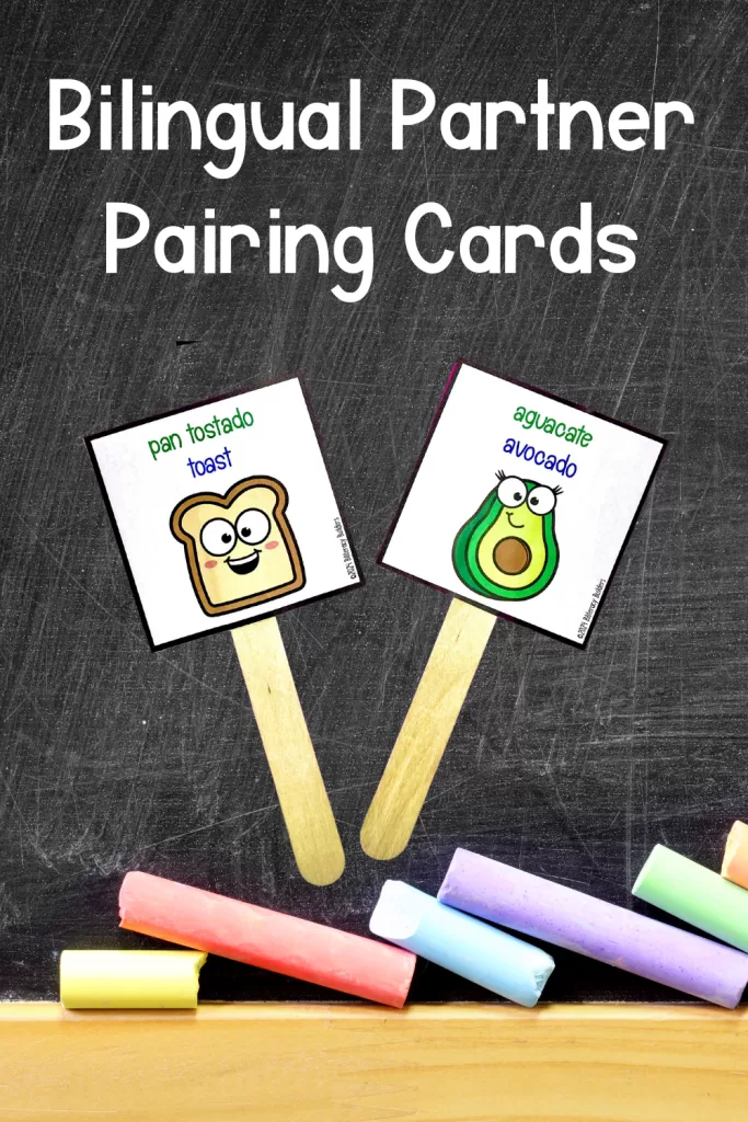 bilingual partner pairing cards in spanish and english